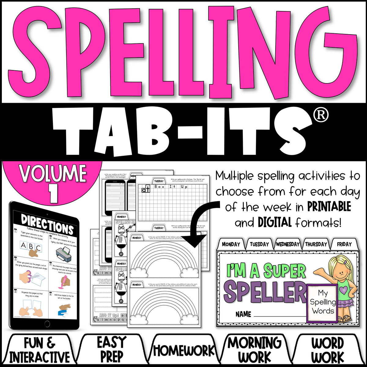 Spelling Tab-Its® Volume 1 | Distance Learning – Simply Skilled Teaching