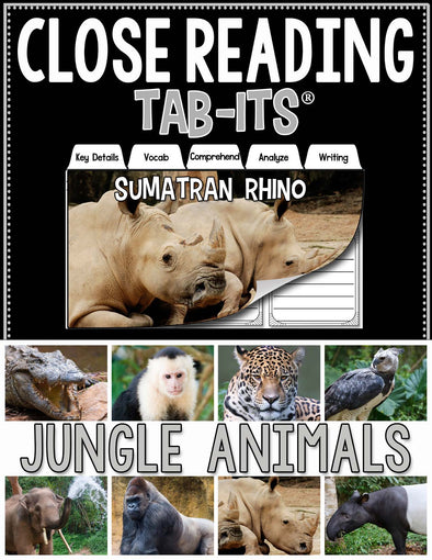 Close Reading - Jungle Animals Tab-Its® | Distance Learning