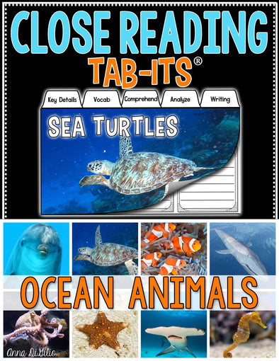 Close Reading - Ocean Animals Tab-Its® | Distance Learning