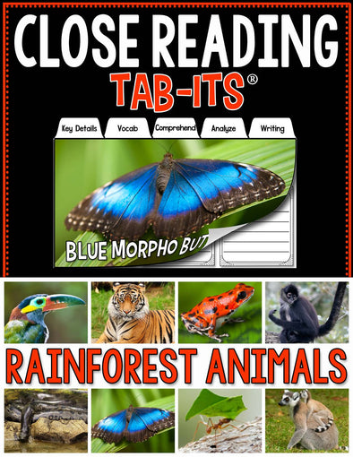 Close Reading - Rainforest Animals Tab-Its® | Distance Learning