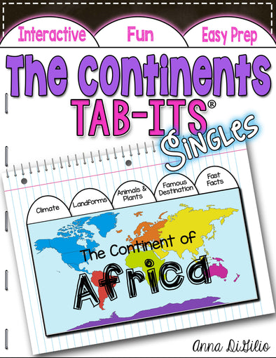 The Continents Tab-Its® | Distance Learning