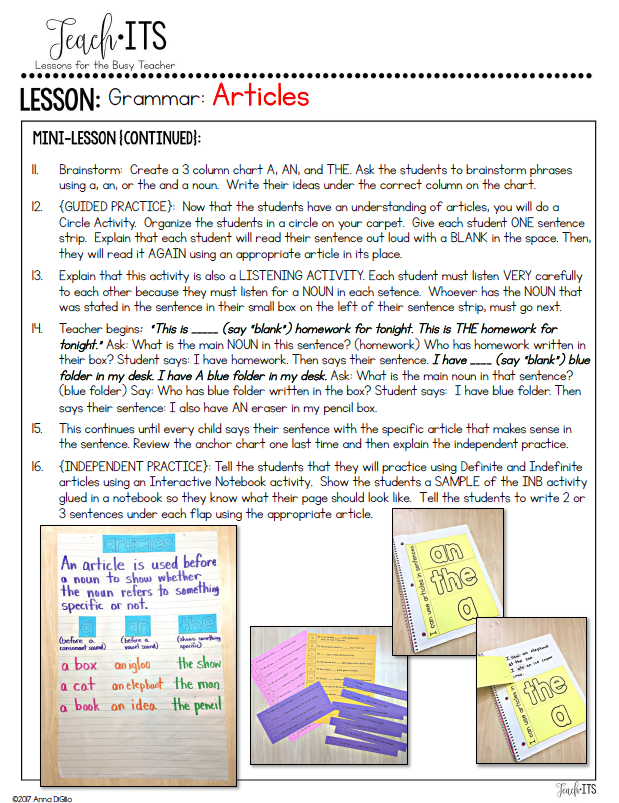 Article Lesson.pdf Articles Lesson Plan – Simply Skilled Teaching