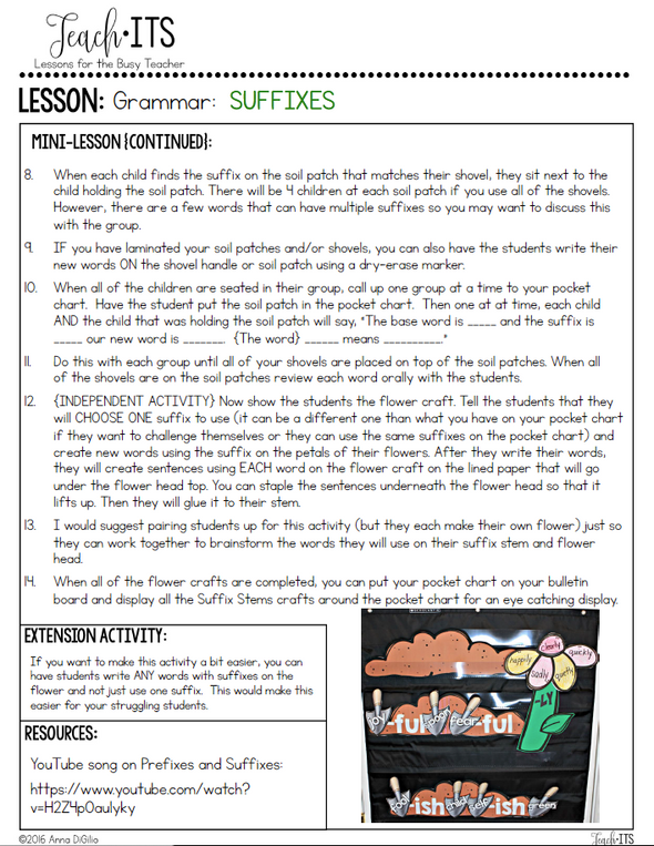 Suffixes Lesson Plan