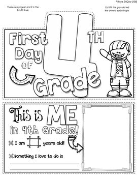 First Day of 4th Grade Tab-Its® | Distance Learning